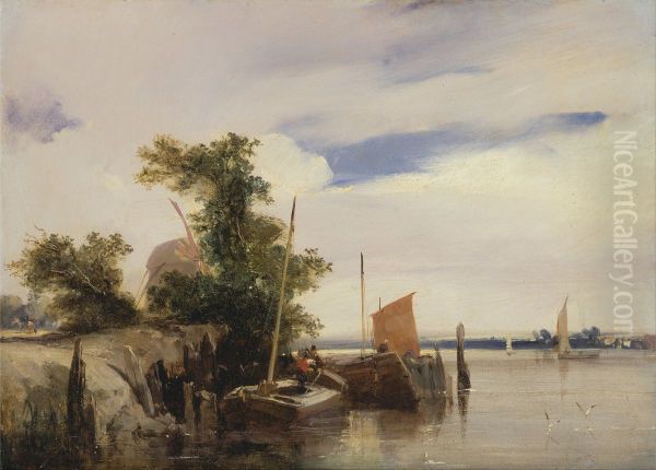 Barges on a River - view 1