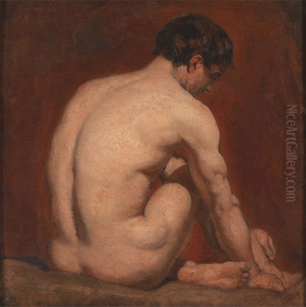 Male Nude, Kneeling, from the Back - view 1