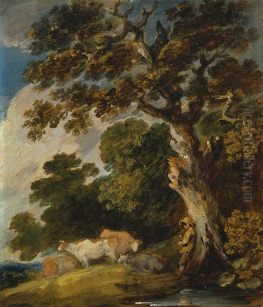 A Wooded Landscape with Cattle and Herdsman - view 1