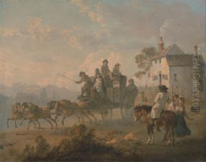 A Stage Coach on a Country Road by Julius Caesar Ibbetson