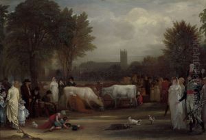 Milkmaids in St. James's Park, Westminster Abbey Beyond