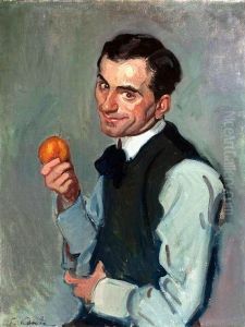 Man with an orange Man with an orange