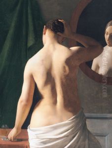 Kvindelig model foran et spejl by Ludvig August Smith