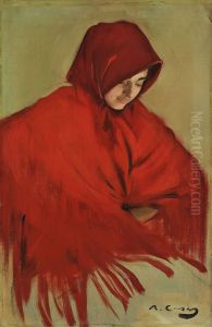 Gitana amb manto vermell by Ramon Casas
