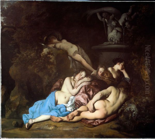 Nymphs by a Fountain - view 1