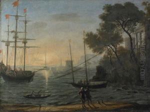 Classical Seaport at Sunset by Claude Lorrain (Claude Gellee)