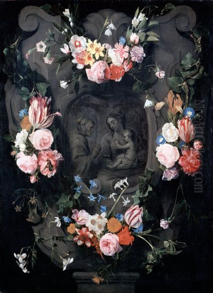 Cartouche with the Virgin and Child and Saint Anne - view 1