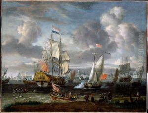 An English Yacht saluting a Dutch Man-of-War in the port of Rotterdam