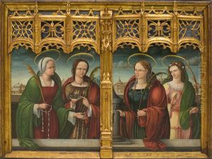 Saints Apollonia, Lucy and Barbara and another Holy Martyr by Andres de Melgar