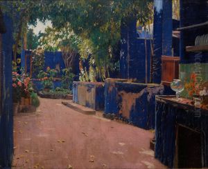 Blue Courtyard. Arenys de Munt by Santiago Rusinol i Prats
