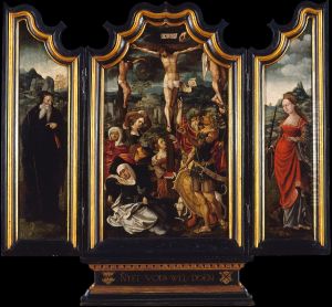 Triptych with Calvary, Saint Anthony the Abbot and Saint Catherine Triptych with Calvary, Saint Anthony the Abbot and Saint Catherine
