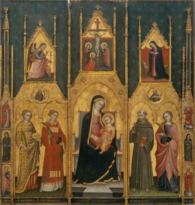 Altarpiece of the Virgin with Saints Agatha, Stephen, Francis and a Martyr Saint by Lo Spagna
