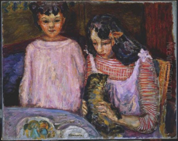 Children and Cat - view 1