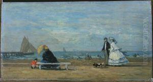 Beach at Trouville by Eugene Louis Boudin