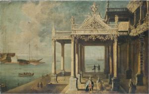An Ottoman Scene With Turks In The Foreground, Galleys Beyond