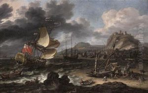 An English Man-o'war Running Into A Crowded Continental Port