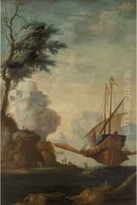 Italianate Coastal Landscape With A State Barge Before A Hill Top Fort Italianate Coastal Landscape With A State Barge Before A Hill Top Fort