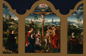The Crucifixion Flanked by the Kneeling Donor and His Wife