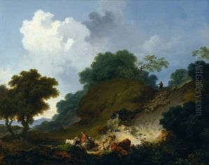 Landscape with Shepherds and Flock of Sheep by Jean-Honore Fragonard