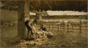 The Sheepshearing by Giovanni Segantini