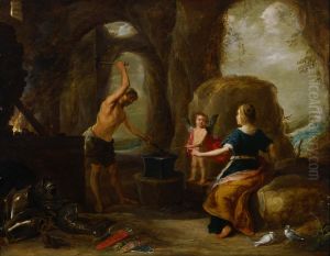 Venus visiting Vulcan's Forge by David The Elder Teniers