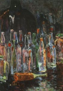 Still life with bottles by Floris Verster