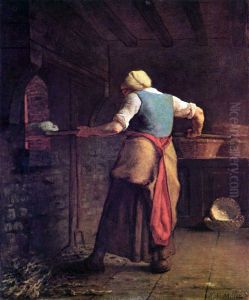 A woman baking bread by Jean-Francois Millet