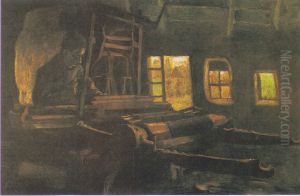Weaver, in a room with three narrow windows Weaver, in a room with three narrow windows