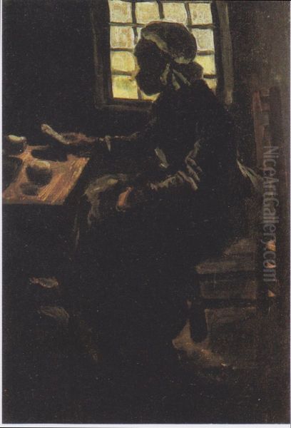 Peasant woman eating - view 1