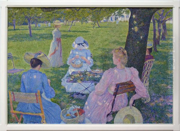 Familie in einem Obstgarten - view 1