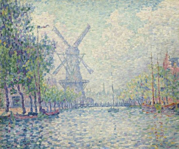 Rotterdam, the mill, the canal, the morning - view 1