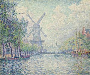 Rotterdam, the mill, the canal, the morning by Paul Signac