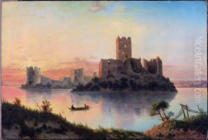 Ruins of the Trakai Island Castle at sunset Ruins of the Trakai Island Castle at sunset