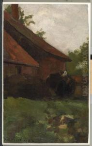 Vrouw bij boerderij by Piet Mondrian
