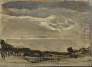 Evening sky with luminous cloud by Piet Mondrian