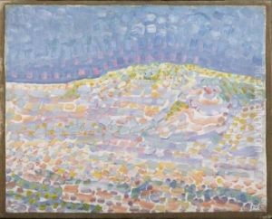 Pointillist dune study, crest at right by Piet Mondrian