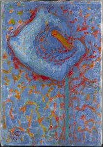 Aaronskelk; Blauwe bloem by Piet Mondrian