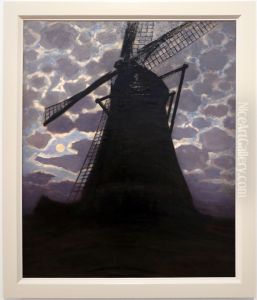 Molen bij avond by Piet Mondrian