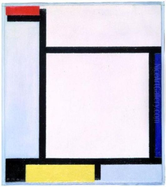 Composition with red, blue, black, yellow and grey - view 1