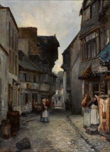 Straat in Landerneau by Johan Jongkind