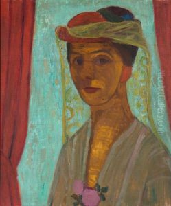 Selbstbildnis mit Hut und Schleier by Paula Modersohn-Becker