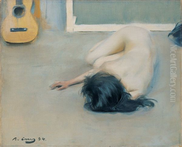 Nu femeni amb guitarra - view 1