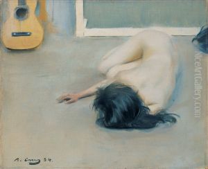Nu femeni amb guitarra by Ramon Casas
