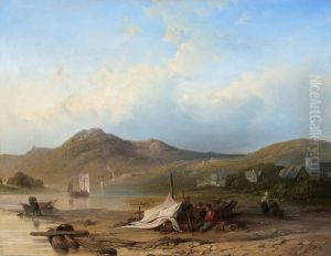 Gezicht op de Rijn in Duitsland Gezicht op de Rijn in Duitsland