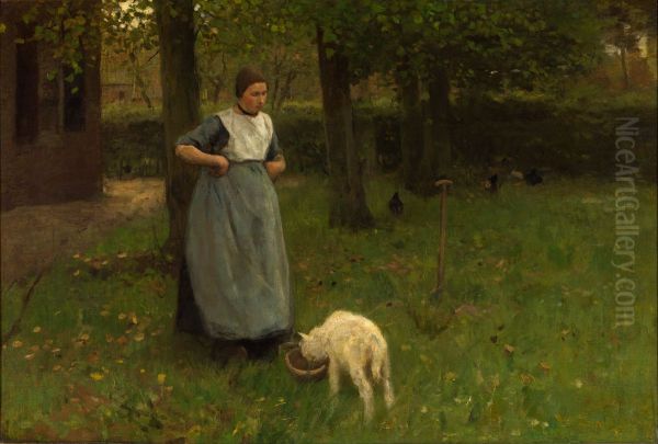 Woman from Laren with lamb - view 1