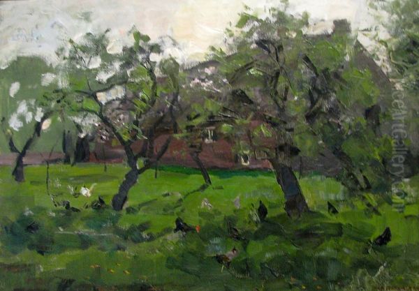 Boomgaard met kippen - view 1