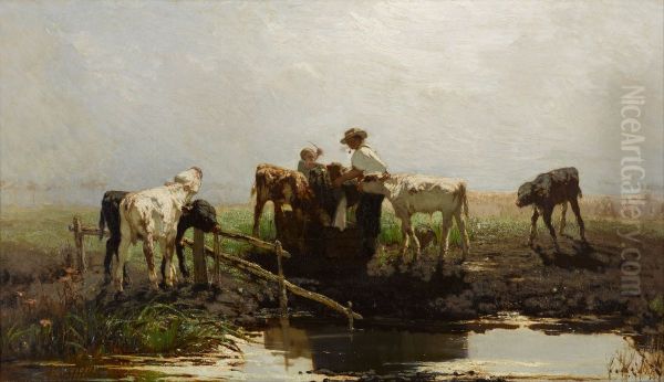 Kalveren aan een poel - view 1
