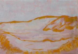 Dune sketch in orange, pink and blue by Piet Mondrian