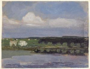 Weide met koeien by Piet Mondrian