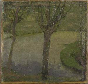 Irrigation ditch with two willows